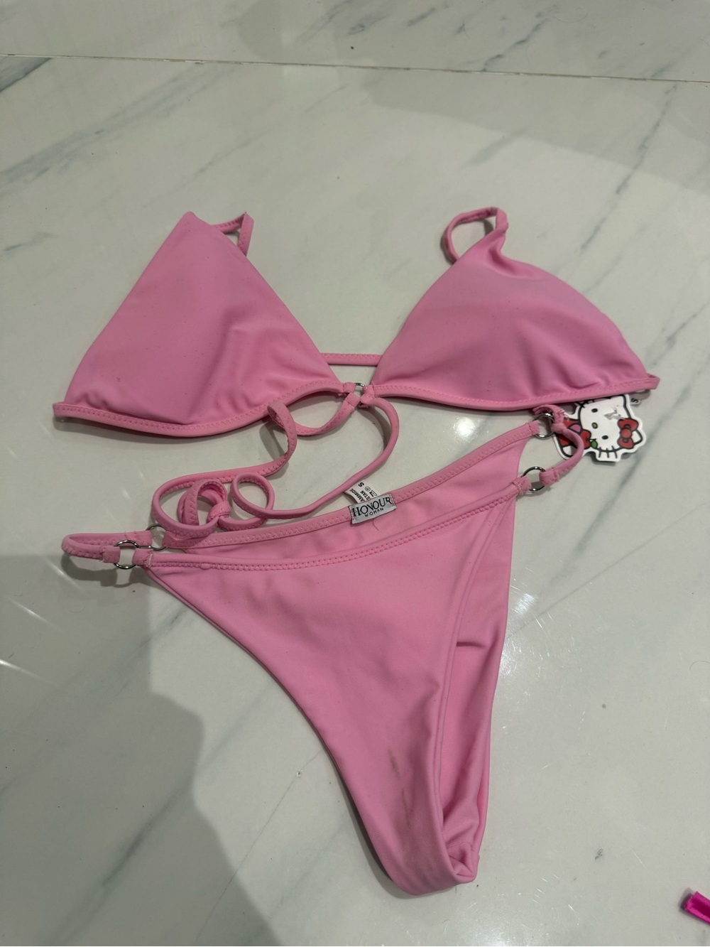 Pink Triangle String Bikini Set vintage Y2K